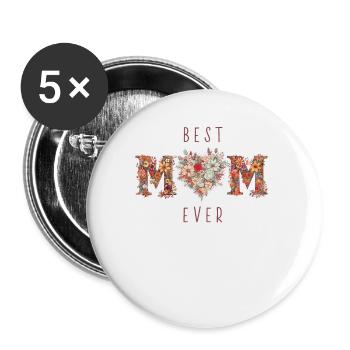 Beste Mama Der Welt Muttertag Super Mama - Buttons klein 25 mm (5er Pack) - Weiß - Vorne