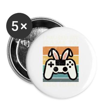 Easter Gamer Ich habe mein Spiel pausiert, um Eier zu suchen - Buttons klein 25 mm (5er Pack) - Weiß - Vorne