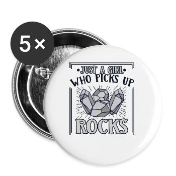 Juste une fille qui ramasse des roches géologue minéral - Lot de 5 petits badges (25 mm) - blanc - Devant