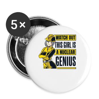 Dieses Mädchen ist ein nukleares Genuis Energy Nuclear - Buttons klein 25 mm (5er Pack) - Weiß - Vorne