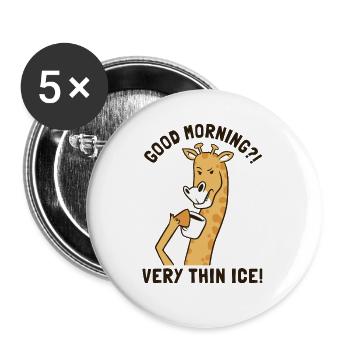 Good Morning Very Thin Ice Giraffidae Nubian - Buttons small 1''/25 mm (5-pack) - white - Front