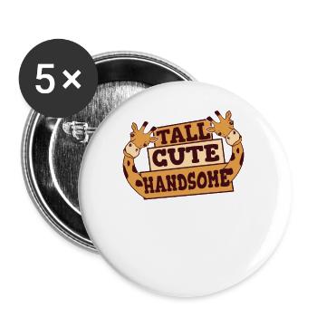 Tall Cute Handsome Giraffidae Nubian African - Buttons small 1''/25 mm (5-pack) - white - Front