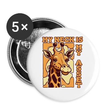 Mein Hals ist mein Kapital Giraffidae Nubischer Afrikaner - Buttons klein 25 mm (5er Pack) - Weiß - Vorne