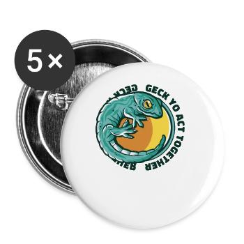 Geck Yo Act Together Eidechse Gekkota Schopf - Buttons klein 25 mm (5er Pack) - Weiß - Vorne