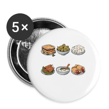 La cuisine grecque est un amateur de bonheur - Lot de 5 petits badges (25 mm) - blanc - Devant