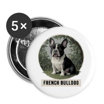 Bouledogue français - Bouledogue français - Lot de 5 petits badges (25 mm) - blanc - Devant