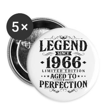 Légende depuis 1966 Vintage Born Anniversaire - Lot de 5 petits badges (25 mm) - blanc - Devant