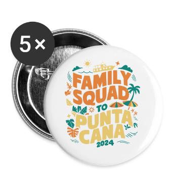 Escouade de vacances en famille Punta Cana 2024 vacances d’été - Lot de 5 petits badges (25 mm) - blanc - Devant