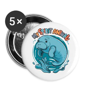Dugong mein Spirit Animal ich liebe Manatees - Buttons klein 25 mm (5er Pack) - Weiß - Vorne