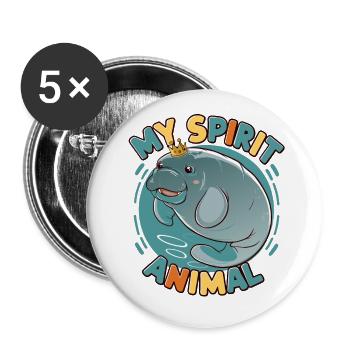 Dugong mein Spirit Animal ich liebe Manatees - Buttons klein 25 mm (5er Pack) - Weiß - Vorne