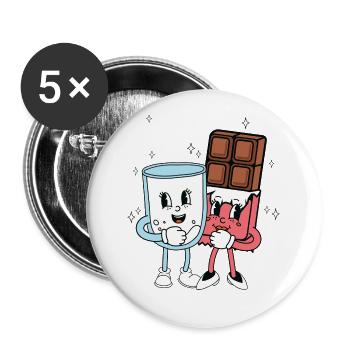 Chocolat et lait les meilleurs amis chocolat - Lot de 5 petits badges (25 mm) - blanc - Devant