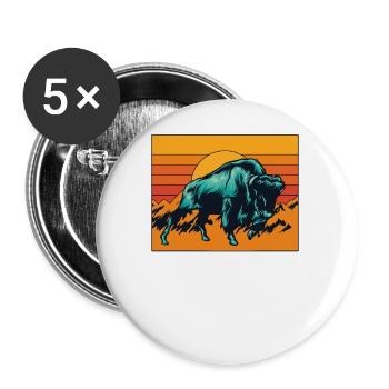 Rétro Buffalo Bovinae Bison d’Amérique Amoureux Bison - Lot de 5 petits badges (25 mm) - blanc - Devant