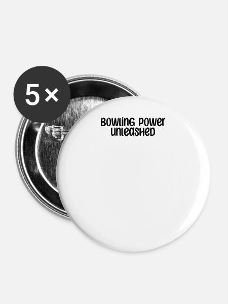 Bowling - Bowling power unleashed - Buttons klein 25 mm (5er Pack) - Weiß