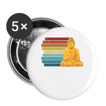 Statue bouddhiste rétro symbole prêtre bouddhisme - Lot de 5 petits badges (25 mm) - blanc - Devant