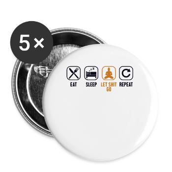 Manger dormir laisser aller la merde répéter la statue bouddhiste - Lot de 5 petits badges (25 mm) - blanc - Devant