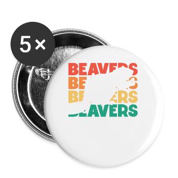 Beavers Retro Text Castor Canadensis North - Buttons small 1''/25 mm (5-pack) - white - Front