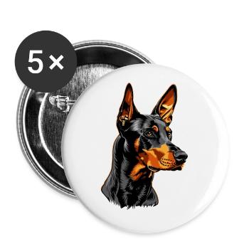 Dobermann Hunde Motiv Wachhund Stolze Dobermänner - Buttons klein 25 mm (5er Pack) - Weiß - Vorne