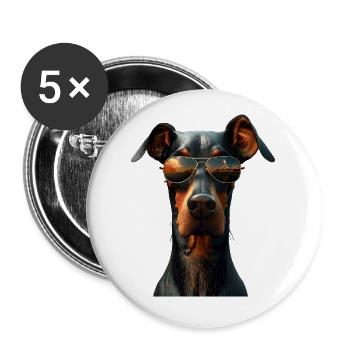 Dobermann Hunde Motiv Wachhund Stolze Dobermänner - Buttons klein 25 mm (5er Pack) - Weiß - Vorne