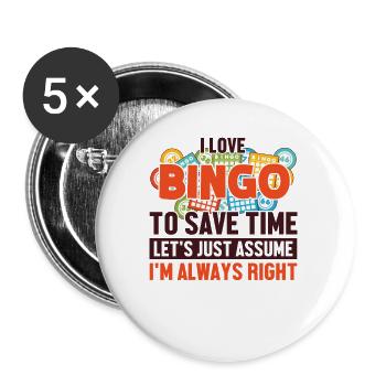 Bingo Nehmen wir an, ich habe Recht Anrufer Daubers Bingo - Buttons klein 25 mm (5er Pack) - Weiß - Vorne