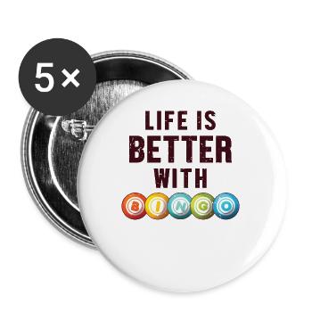 Das Leben ist besser mit einem Bingo Daubers Professional - Buttons klein 25 mm (5er Pack) - Weiß - Vorne