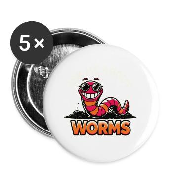 Frag mich nach meinem Worms Funny Komposter Gardening - Buttons klein 25 mm (5er Pack) - Weiß - Vorne