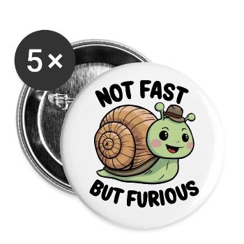 Lustige Weinbergschnecke lustiger Schneckenspruch - Buttons klein 25 mm (5er Pack) - Weiß - Vorne