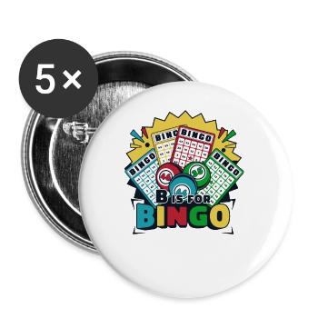 B Steht für Bingo Daubers Professioneller Anrufer Bingo - Buttons klein 25 mm (5er Pack) - Weiß - Vorne