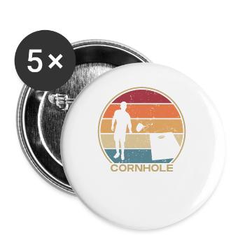 Retro Bean Bag Jeu Planches Professionnel Cornhole - Lot de 5 petits badges (25 mm) - blanc - Devant