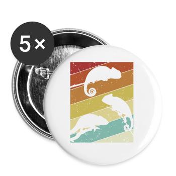 Panthère voilée rétro Chamaeleonidae amoureuse - Lot de 5 petits badges (25 mm) - blanc - Devant