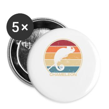Panthère rétro voilée Chamaeleonidae amoureuse - Lot de 5 petits badges (25 mm) - blanc - Devant