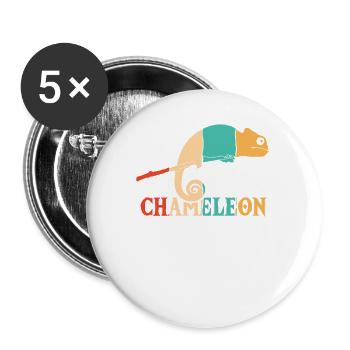 Panthère rétro voilée Chamaeleonidae amoureuse - Lot de 5 petits badges (25 mm) - blanc - Devant