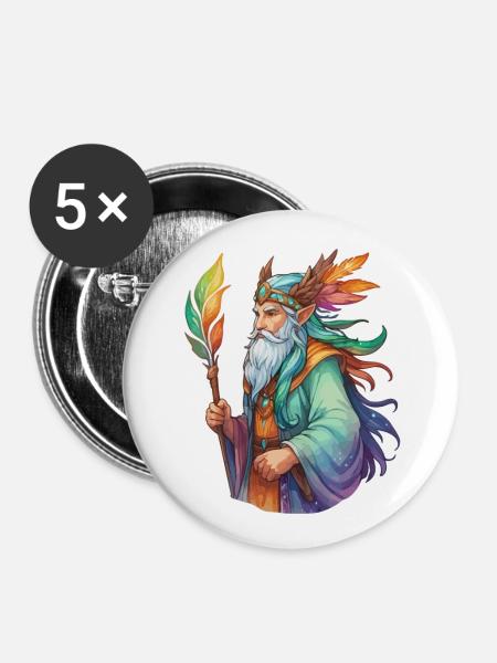 Druide Wasserfarben - Buttons klein 25 mm (5er Pack) - Weiß
