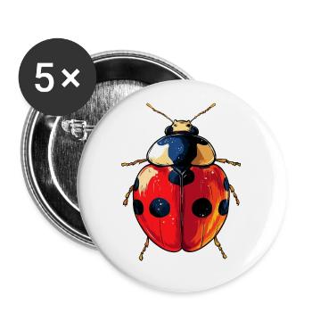 Marienkäfer Ladybug Insekten Bunt Süße Marienkäfer - Buttons klein 25 mm (5er Pack) - Weiß - Vorne