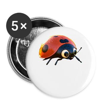 Marienkäfer Ladybug Insekten Bunt Süße Marienkäfer - Buttons klein 25 mm (5er Pack) - Weiß - Vorne