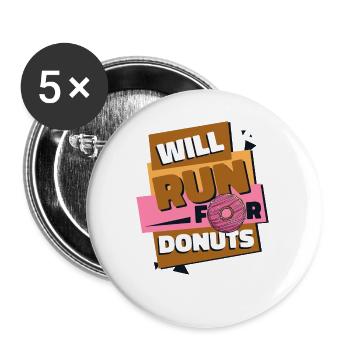 Wird für Donuts laufen Donuts Maker Glasierter Liebhaber - Buttons klein 25 mm (5er Pack) - Weiß - Vorne