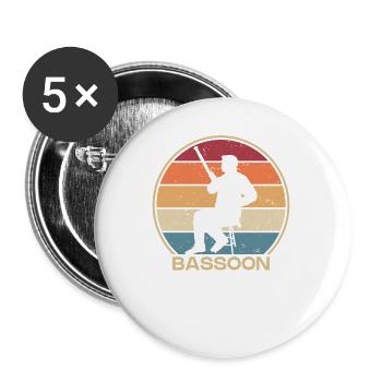 Retro Fagott Instrument Aerophone Music Player - Buttons klein 25 mm (5er Pack) - Weiß - Vorne