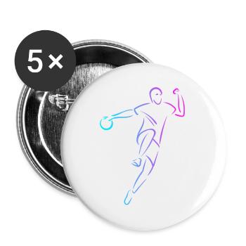 Prisonball Jeu d’équipe Joueur de ballon chasseur - Lot de 5 petits badges (25 mm) - blanc - Devant