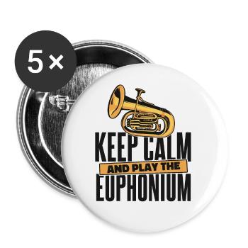 Keep Calm And Play The Euphonium Instrument - Buttons small 1''/25 mm (5-pack) - white - Front