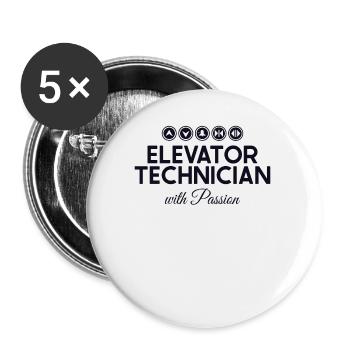 Aufzugstechniker mit Leidenschaft Aufzug reparieren - Buttons klein 25 mm (5er Pack) - Weiß - Vorne