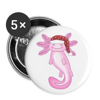 Süßer Weihnachts-Axolotl - Buttons klein 25 mm (5er Pack) - Weiß - Vorne