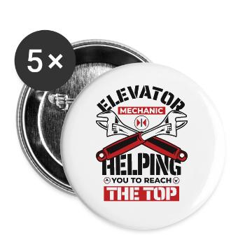 Vous aider à atteindre l’ascenseur de l’inspecteur supérieur - Lot de 5 petits badges (25 mm) - blanc - Devant