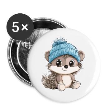 Igel Süß Niedlich Baby Kinder Tier Cartoon - Buttons klein 25 mm (5er Pack) - Weiß - Vorne