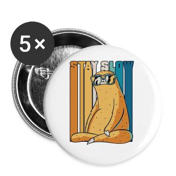Stay Slow Brown-Throated Pilosa Folivora Lover - Buttons small 1''/25 mm (5-pack) - white - Front
