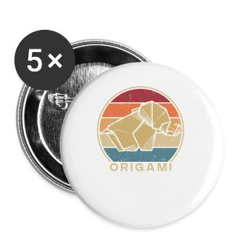 Retro Papierkranich Falten Eule Meister Origami - Buttons klein 25 mm (5er Pack) - Weiß - Vorne