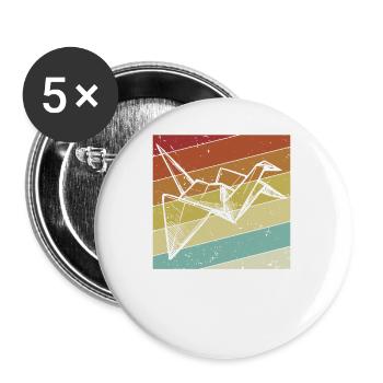 Retro Falten Eule Papier Kranich Meister Origami - Buttons klein 25 mm (5er Pack) - Weiß - Vorne