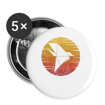 Retro Eule Papierkranich Falten Meister Origami - Buttons klein 25 mm (5er Pack) - Weiß - Vorne