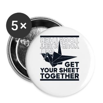 Holen Sie sich Ihr Blatt zusammen Papierkranich Falteule - Buttons klein 25 mm (5er Pack) - Weiß - Vorne