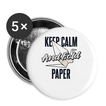 Bleiben Sie ruhig und falten Sie Papier, falten Eule, Papierkran - Buttons klein 25 mm (5er Pack) - Weiß - Vorne