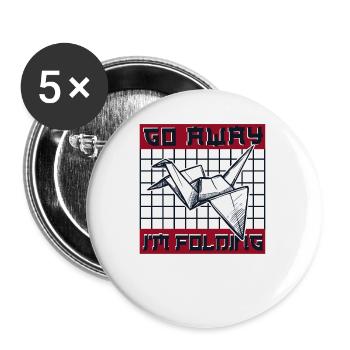 Geh weg Ich falte Papier Kranich Falten Eule - Buttons klein 25 mm (5er Pack) - Weiß - Vorne