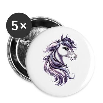 Balade à poney Poney Cavalier Poulain Équitation Ferme à poneys - Lot de 5 petits badges (25 mm) - blanc - Devant